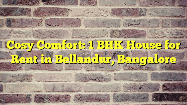 Cosy Comfort: 1 BHK House for Rent in Bellandur, Bangalore